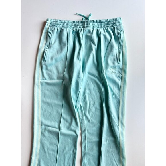 ADIDAS Y2K Turquoise Nylon Side Stripe Bootcut Track Pants, Size L - Picture 2 of 13